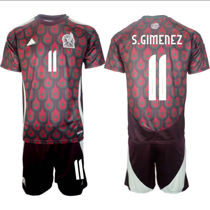 Men 2024-2025 Season Mexico home red 11 Soccer Jersey